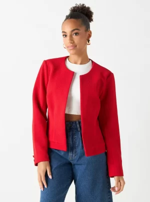 Textured Jacket with Long Sleeves