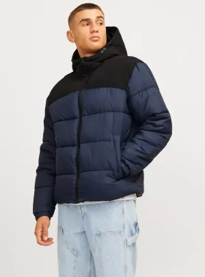 Jack & Jones Colorblock Hooded Neck Long Sleeves Men's Quilted Jacket