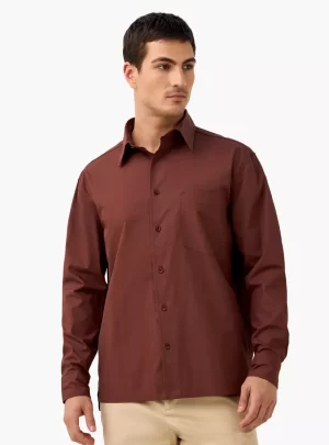 Relaxed Fit Shirt with Collar and Long Sleeves