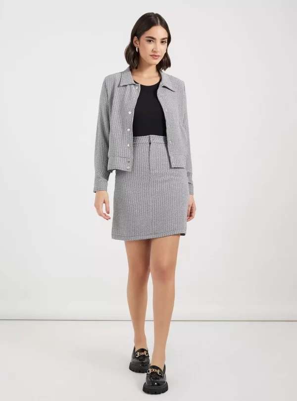 Styli Tweed Collared Jacket with Buttons