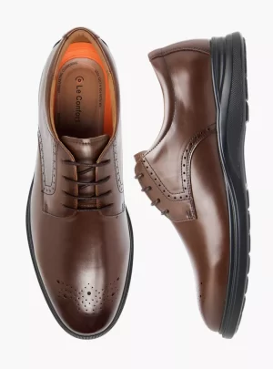 Le Confort Solid Derby Shoes with Lace-Up Closure